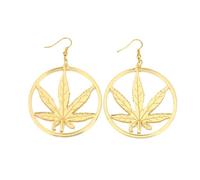 Marijuana Leaf Hoop Earrings Cannabis Weed Earrings, 2Pcs