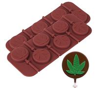 Marijuana Leaf Lollipop Silicone Candy Mold Tray, 2 Pack