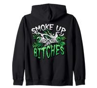 Marijuana Leaf Smoke Up Bitches Smoking Weed 420 Zip Hoodie