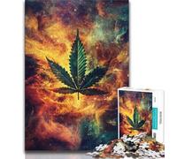 Marijuana Leaves Jigsaw Puzzles for Adults 1000 Pieces,Challenging To Complete But Fun And Humorous with Matching Poster And Trivia Sheet 50x75cm