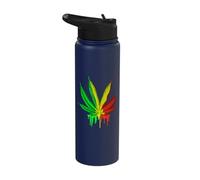 Marijuana Leaves Weed Pot Jamaican Rastafarian Leaf Stainless Steel Insulated Water Bottle