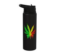Marijuana Leaves Weed Pot Jamaican Rastafarian Leaf Stainless Steel Insulated Water Bottle