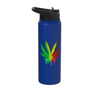 Marijuana Leaves Weed Pot Jamaican Rastafarian Leaf Stainless Steel Insulated Water Bottle