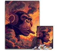 Marijuana Monkey 1000 Piece Puzzle Wooden Jigsaw Puzzles for Adults Family Game Night Fun DIY Decorative Artwork 1000 PCS(38x26cm)