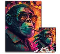 Marijuana Monkey Jigsaw Puzzles for Adults 1000 Piece Jigsaw Puzzles for Adults Ideal for Lover Perfect Christmas New Year Valentine's Gift 1000 PCS(38x26cm)