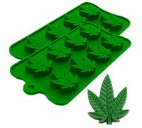 Marijuana Pot Leaf Silicone Candy Mold Trays for Chocolate Cupcake Toppers Gummies Ice Soap Butter Small Brownies or Party Novelty Gift, 2 Pack