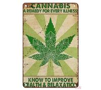 Marijuana Tin Art Canna Remedy for Every Illness Poster Vintage Canna rt Marijuana Love Weed Tin Sign Chic Art Wall Metal Signs Gift for Room 8x6 inch