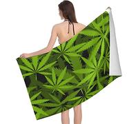 Marijuana Weed Beach Towel Microfiber Soft Quick Dry for Adults Kids, Botanical Plants Bath Towel Lightweight Soft Absorbent for Travel Swimming Pool Sports, 75 x 150 cm