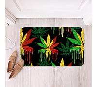 Marijuana Weed Indoor Doormat, Cannabis Leaves Front Door Rug Durable Rubber Backing Non Slip Door Mat Colorful Tie Dye Weed Leaf Absorbent Entrance Rug Inside Floor Mats Machine Washable 20"x32"