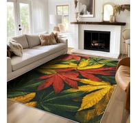 Marijuana Weed Rugs for Bedroom, Cannabis Leaves Carpets for Living Room, Low Pile Non Slip Rug, Washable Area Rugs, Soft Flannel Floor Carpet 140x200 cm ZY&L19