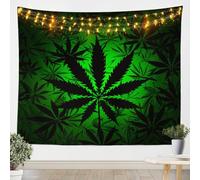 Marijuana Weed Tapestry XLarge 71x92, Gradient Green Black Cannabis Leaves for Bedroom Aesthetic, Hippie Botanical Wall Hanging for Kids Boys Teens