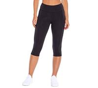 Marika Carrie Slimming Capri Leggings - with Power Mesh Lining and Coolmax Gusset - Stretchy Cotton Blend Fabric Black