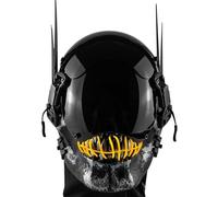 Marikito Punk Mask,LED Skull Mask, Adjustable Light Modes, Suitable For Halloween Cosplay, The Perfect Accessory For Punk Apparel (Yellow)