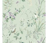 Mariko Bird Floral Wallpaper Green Crown M1552