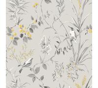 Mariko Grey/Yellow Wallpaper
