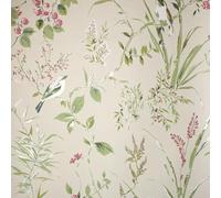 Mariko Natural Wallpaper - Floral Treebird Leaves Botanical Naturistic - Metallic Effect Stylish Trendy Feature Wall