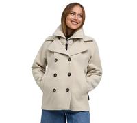 MARIKOO Aylaraa 16 Women's Short Winter Jacket with (Removable) Quilted Collar in Wool Look S-3XL, Pearl Grey, 3XL