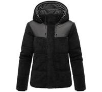 MARIKOO Kaguraa 16 Women's Teddy Fleece Jacket Warm Transition Jacket Quilted Plush Jacket in Trendy Material Mix with Hood XS - XXL, black, M