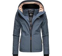 MARIKOO Lightly Lined Women's Transition Jacket Short Outdoor Jacket with Cuddly Fleece Lining and Large Hood Strawberry XS - XXL, Blue (Dusty Blue), XXL