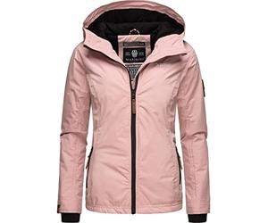 MARIKOO Lightly Lined Women's Transition Jacket, Short Outdoor Jacket with Jersey Lining and Large Hood, Blackberry, XS-6XL, Powder rose, XXL