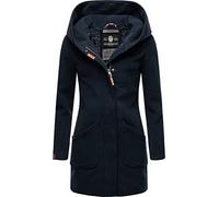 MARIKOO Maikoo Women's Wool Coat Look Warm Trench Coat with Hood XS - 5XL, Dark Navy, XL