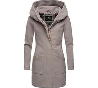 MARIKOO Maikoo Women's Wool Look Warm Trench Coat with Hood XS-5XL, Zinc grey., S