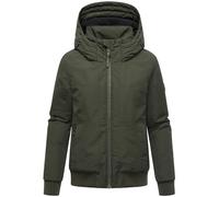 MARIKOO Mooni 16 Women's Warm Winter Jacket Waterproof Functional Jacket with Ribbed Knit Details and Large Hood XS - XXL, dark olive, M