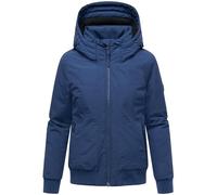 MARIKOO Mooni 16 Women's Warm Winter Jacket Waterproof Functional Jacket with Ribbed Knit Details and Large Hood XS - XXL, navy, L