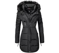 Marikoo Moonshine Long Ladies’ Winter Puffer Coat with Faux Fur Black XS