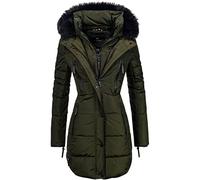Marikoo Moonshine Long Ladies’ Winter Puffer Coat with Faux Fur Green XS