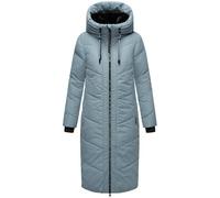 MARIKOO Nadaree XVI Women's Winter Coat Warm Quilted Coat Long with Hood and Removable Faux Fur Collar XS-XXL, powderblue, XS