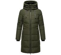 MARIKOO Natsukoo XVI Women's Winter Coat Warm Quilted Coat Long with Adjustable Hood and High Collar XS-3XL, dark olive, M