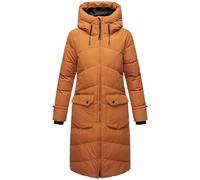 MARIKOO Tomomii XVI Women's Winter Coat Warm Quilted Coat Long with Hood and Slits XS-XXL, Rusty Cinnamon, XL