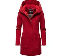 MARIKOO Women's Coat in Wool Coat Look, Warm Trench Coat with Hood Maikoo XS-5XL, dunkelrot, M