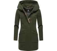 MARIKOO Women's Coat in Wool Coat Look, Warm Trench Coat with Hood Maikoo XS-5XL, olive, S