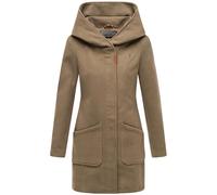 MARIKOO Women's Coat in Wool Coat Look, Warm Trench Coat with Hood Maikoo XS-5XL, Stone Brown, XL