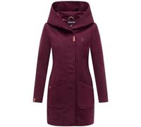 MARIKOO Women's Coat in Wool Coat Look, Warm Trench Coat with Hood Maikoo XS-5XL, Wine Red, XL