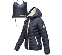 MARIKOO Women's Lightweight Transition Jacket Short Quilted Jacket with Inside Sewn-in Carry Bag for Easy Storage and Practical Hanging of the Jacket Pack Me A S-3XL, navy, M