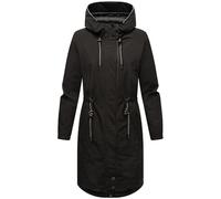 Marikoo Women's Long Transitional Jacket Coat with Reflective Details and Waist Drawstring Megumii 16 XS-6XL, black, M