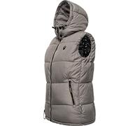 MARIKOO Women's Quilted Winter Vest with Removable Faux Fur Hood, Ice Flocks, XS-XXL, gray, L