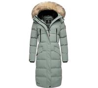 MARIKOO Women's Winter Coat Warm Quilted Coat Long with Removable Faux Fur and Hood Snow Star XS - XXL, Smokey Mint, L