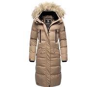 MARIKOO Women's Winter Coat, Warm Quilted Coat Long with Removable Faux Fur and Hood, Snow Starfish, XS - XXL, taupe, XL