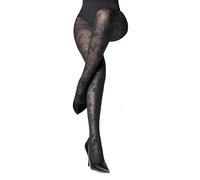 MARILYN 40 Denier Elegant Floral Semi Sheer Tights, Black (Black), 34-36