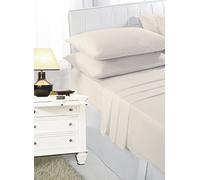 Marilyn Bed And Bath Easy Care Polycotton Bed Sheet Set, Polyester Cotton, Fitted, Flat With Matching Pillowcases (Cream, King Sheet Set)