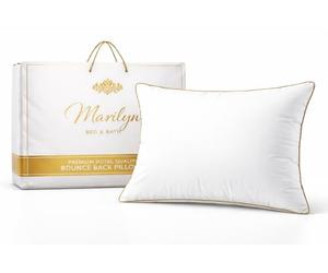 Marilyn Bed and Bath Premium Hotel Quality Pipe Edge Bounce Back Pillow Filled with Polyester Hollow Fibre. (Gold Edge Pack of 2)
