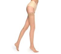 MARILYN erotic, transparent women's self-supporting stockings with 7 cm lace, 15 den, beige