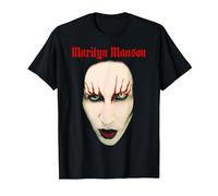 Marilyn Manson Big Face Red Lips T-Shirt, Men, Black, Medium