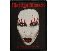 Marilyn Manson Men's Face Woven Patch Black