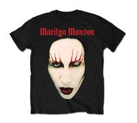 Marilyn Manson Men's Red Lips Cotton T-Shirt in Black | Size: Small Marilyn Manson Black S