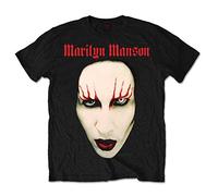 Marilyn Manson Official T Shirt Face Flames RED LIPS Logo L